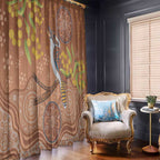 Kookaburra Aboriginal Dot Painting Window Curtain