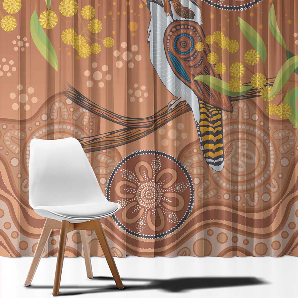 Kookaburra Aboriginal Dot Painting Window Curtain