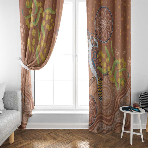 Kookaburra Aboriginal Dot Painting Window Curtain
