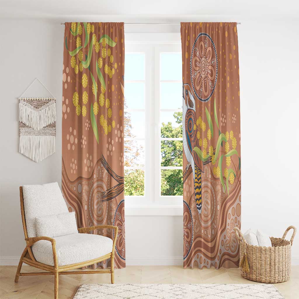 Kookaburra Aboriginal Dot Painting Window Curtain