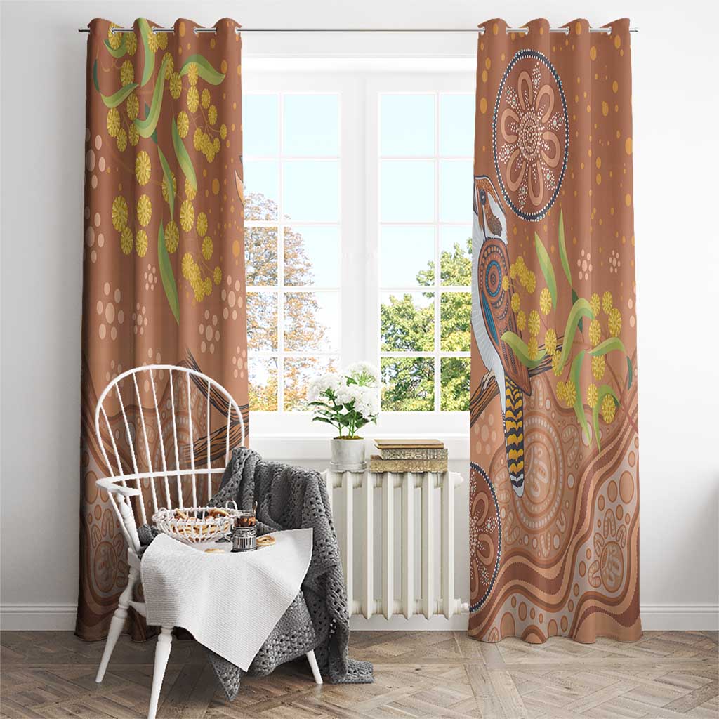 Kookaburra Aboriginal Dot Painting Window Curtain