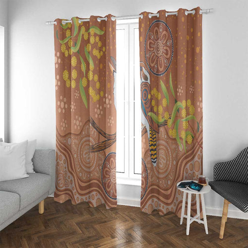 Kookaburra Aboriginal Dot Painting Window Curtain
