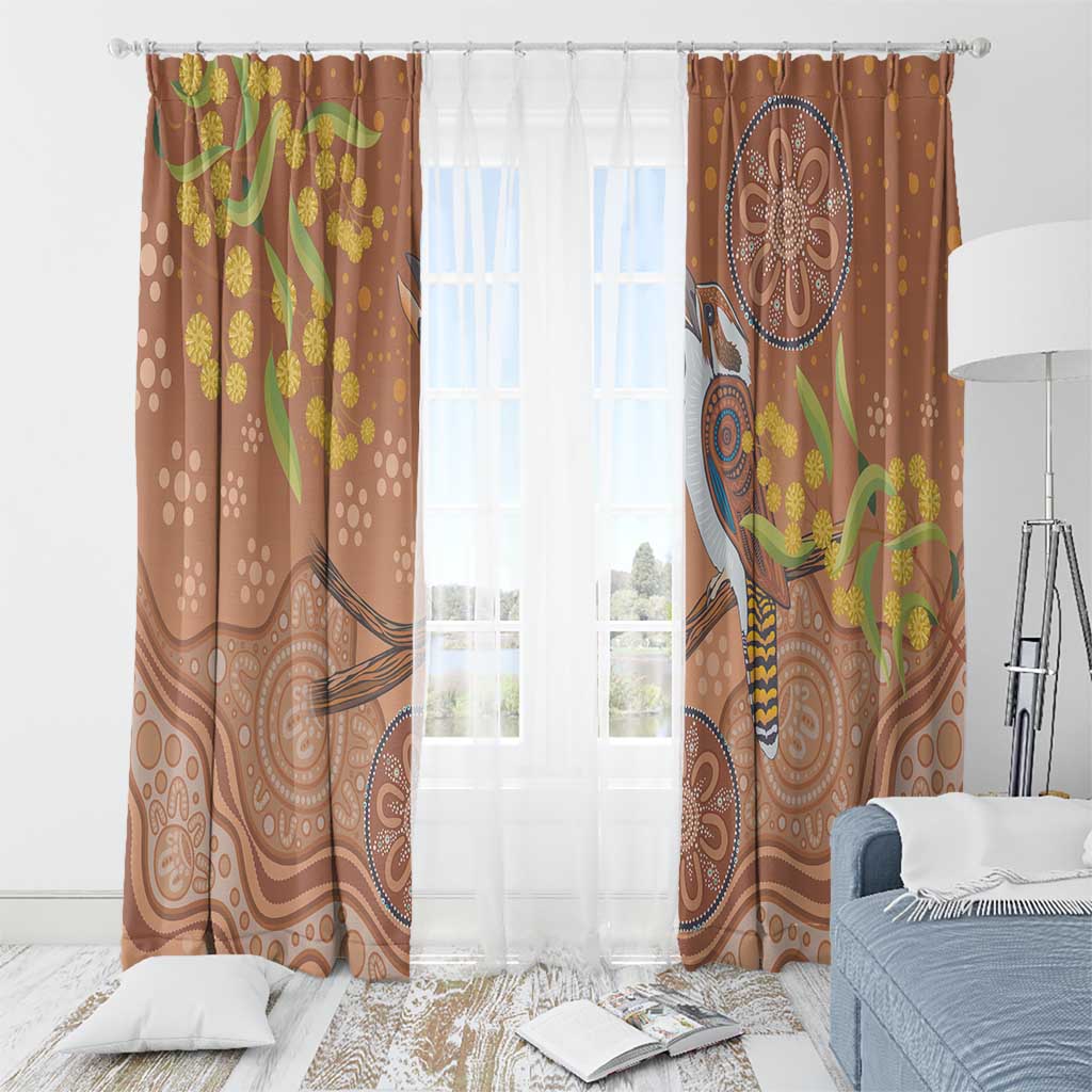 Kookaburra Aboriginal Dot Painting Window Curtain