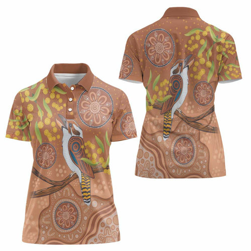 Kookaburra Aboriginal Dot Painting Women Polo Shirt