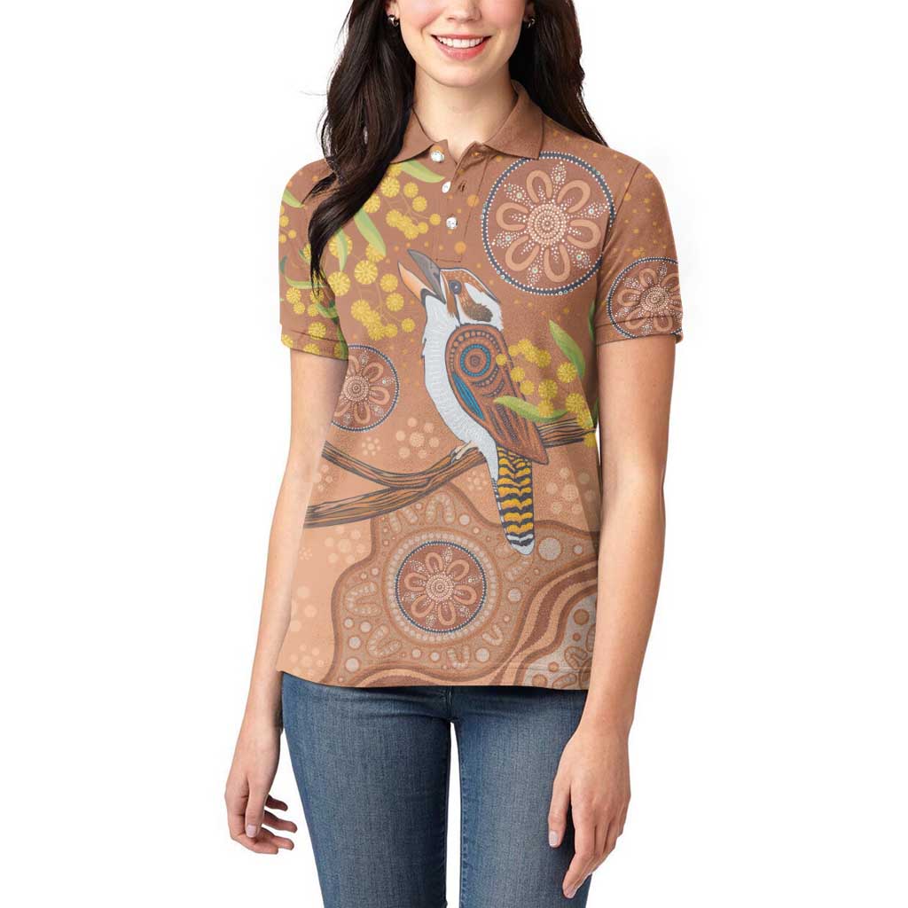 Kookaburra Aboriginal Dot Painting Women Polo Shirt