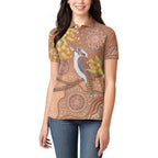 Kookaburra Aboriginal Dot Painting Women Polo Shirt