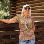 Kookaburra Aboriginal Dot Painting Women Polo Shirt