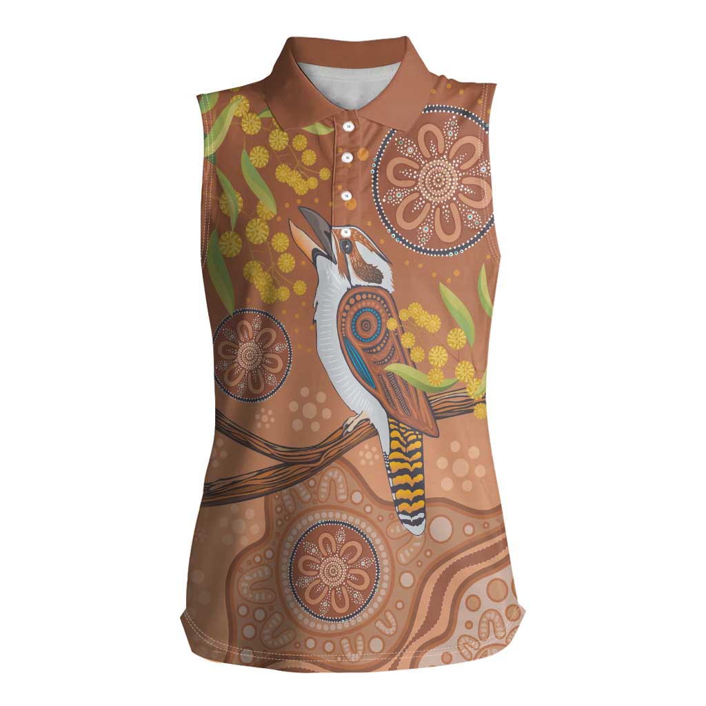 Kookaburra Aboriginal Dot Painting Women Sleeveless Polo Shirt