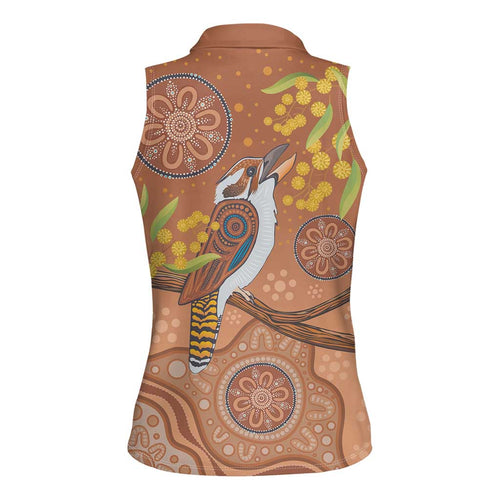 Kookaburra Aboriginal Dot Painting Women Sleeveless Polo Shirt