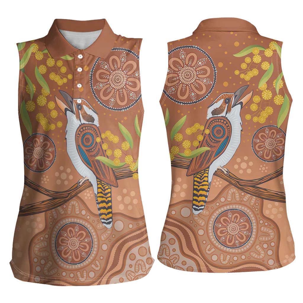 Kookaburra Aboriginal Dot Painting Women Sleeveless Polo Shirt