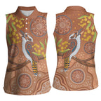 Kookaburra Aboriginal Dot Painting Women Sleeveless Polo Shirt