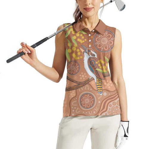 Kookaburra Aboriginal Dot Painting Women Sleeveless Polo Shirt