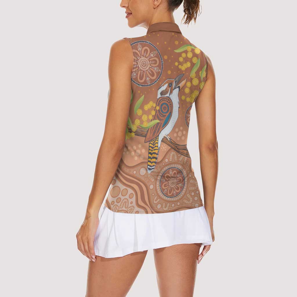 Kookaburra Aboriginal Dot Painting Women Sleeveless Polo Shirt