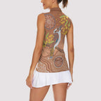 Kookaburra Aboriginal Dot Painting Women Sleeveless Polo Shirt