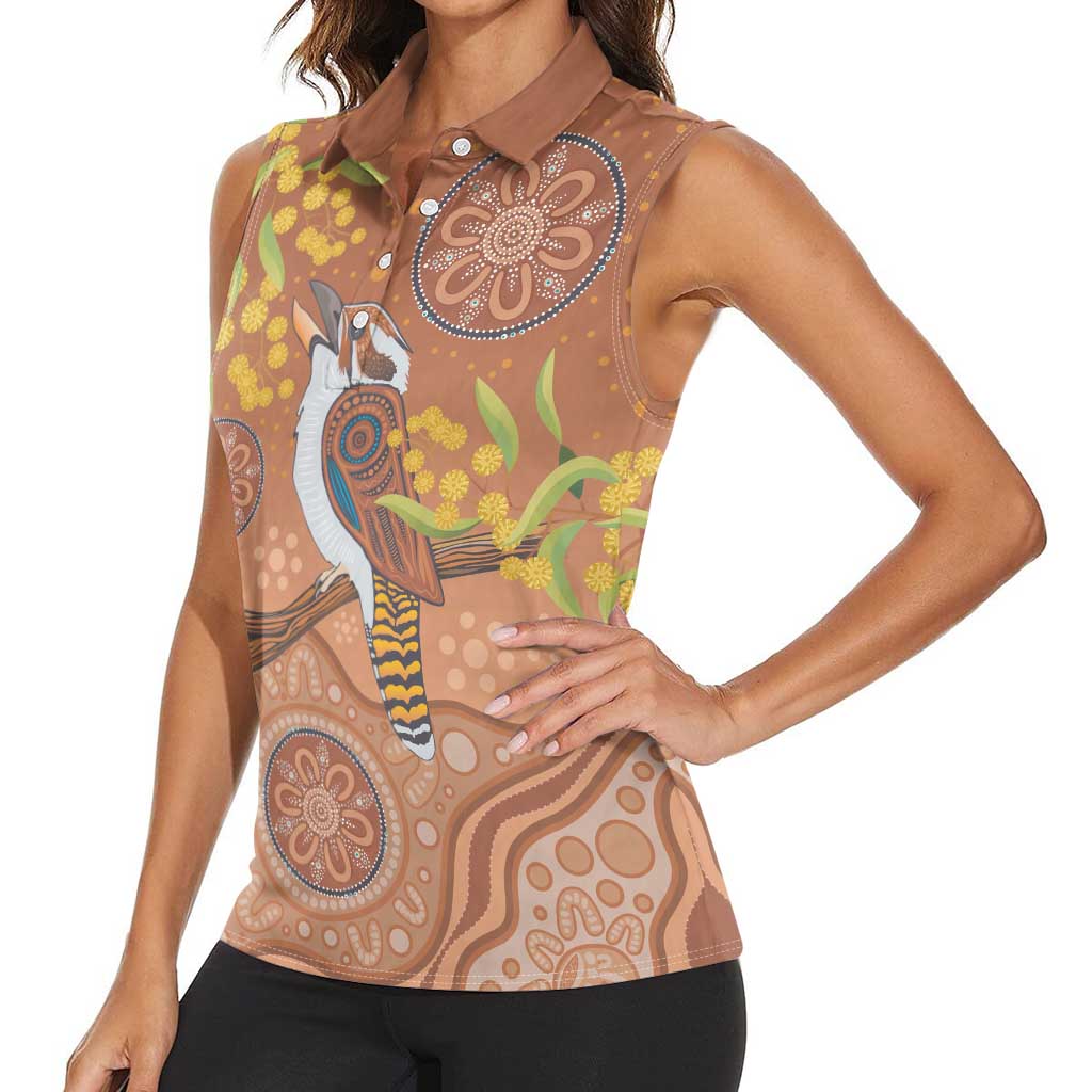 Kookaburra Aboriginal Dot Painting Women Sleeveless Polo Shirt