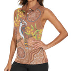Kookaburra Aboriginal Dot Painting Women Sleeveless Polo Shirt