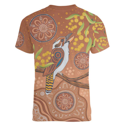 Kookaburra Aboriginal Dot Painting Women V-Neck T-Shirt