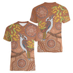 Kookaburra Aboriginal Dot Painting Women V-Neck T-Shirt
