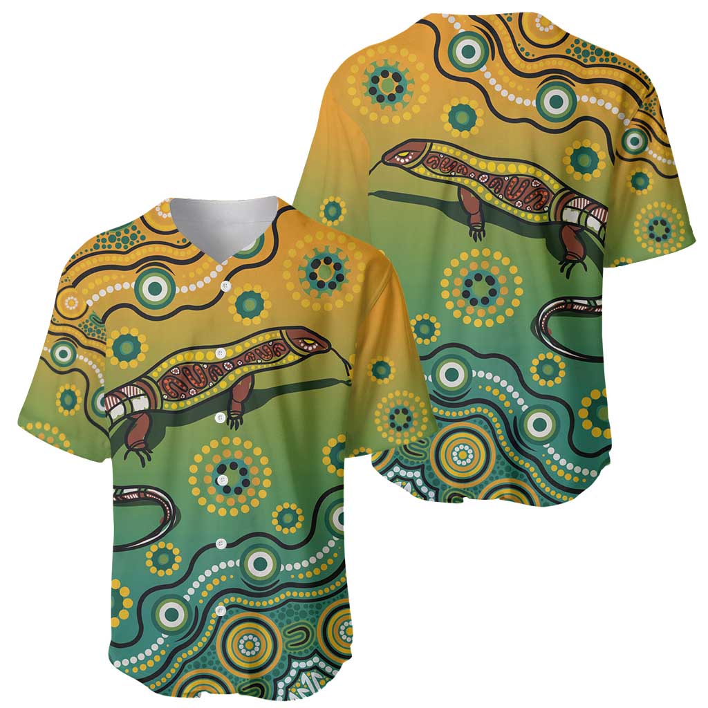 Goanna Aboriginal-style Dot Artwork Baseball Jersey