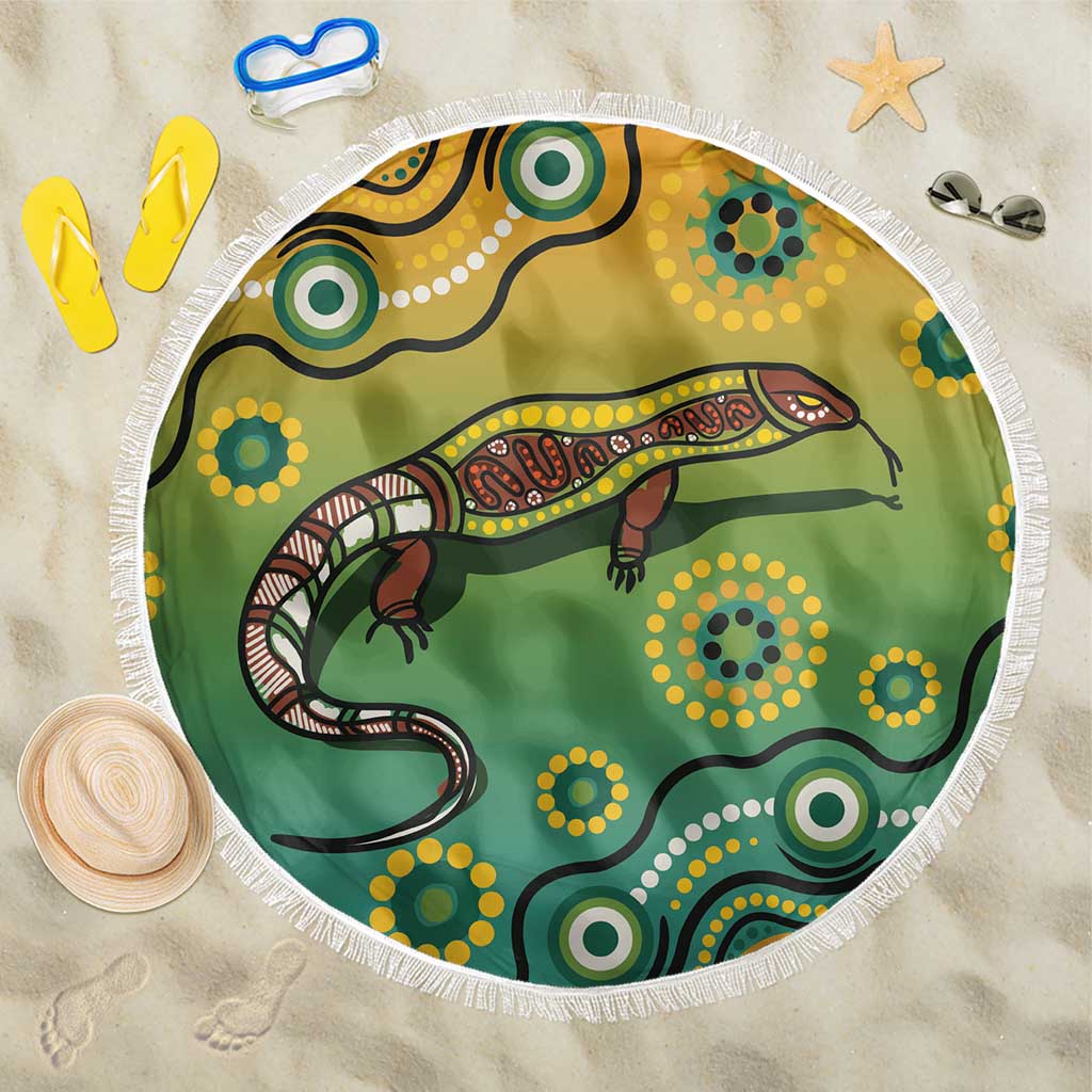 Goanna Aboriginal-style Dot Artwork Beach Blanket