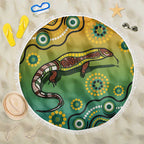 Goanna Aboriginal-style Dot Artwork Beach Blanket