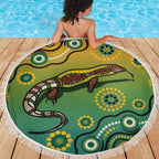 Goanna Aboriginal-style Dot Artwork Beach Blanket