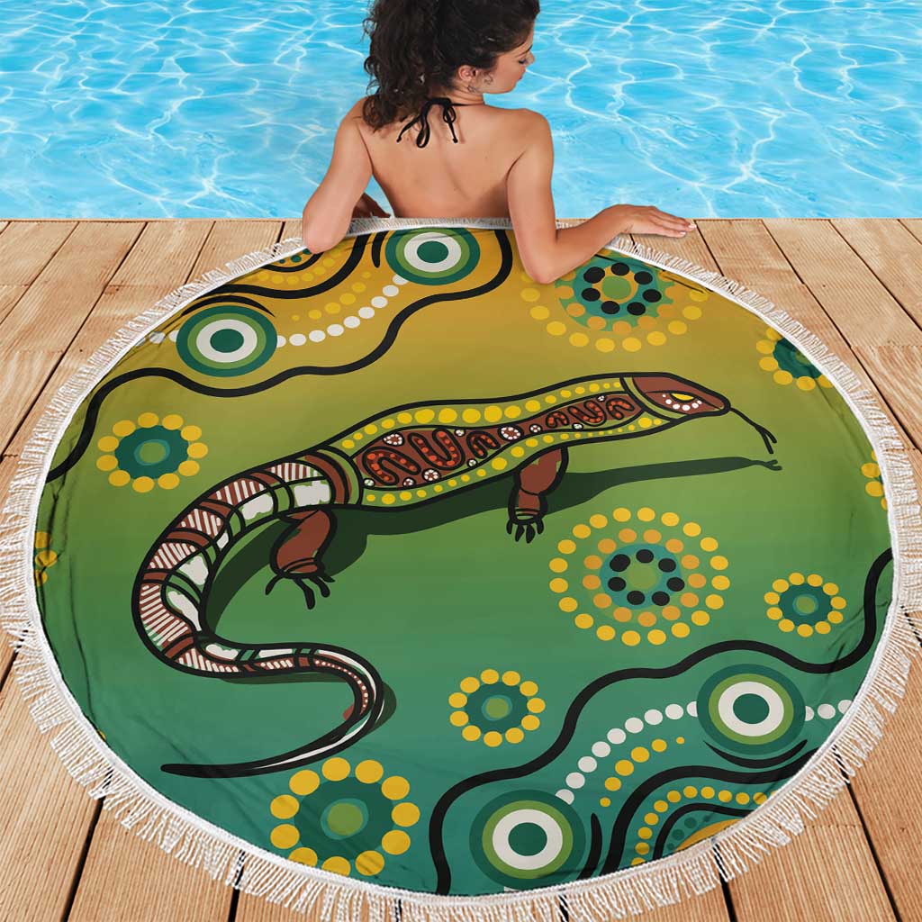 Goanna Aboriginal-style Dot Artwork Beach Blanket
