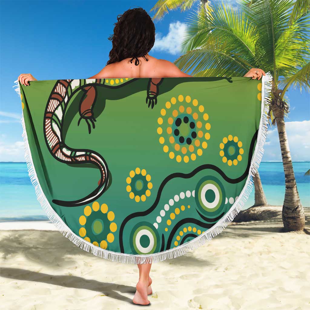 Goanna Aboriginal-style Dot Artwork Beach Blanket