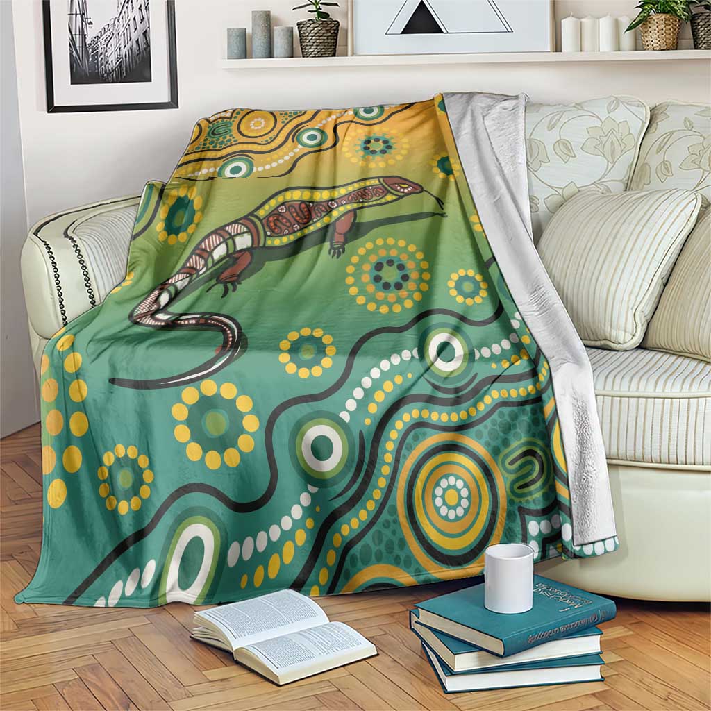 Goanna Aboriginal-style Dot Artwork Blanket