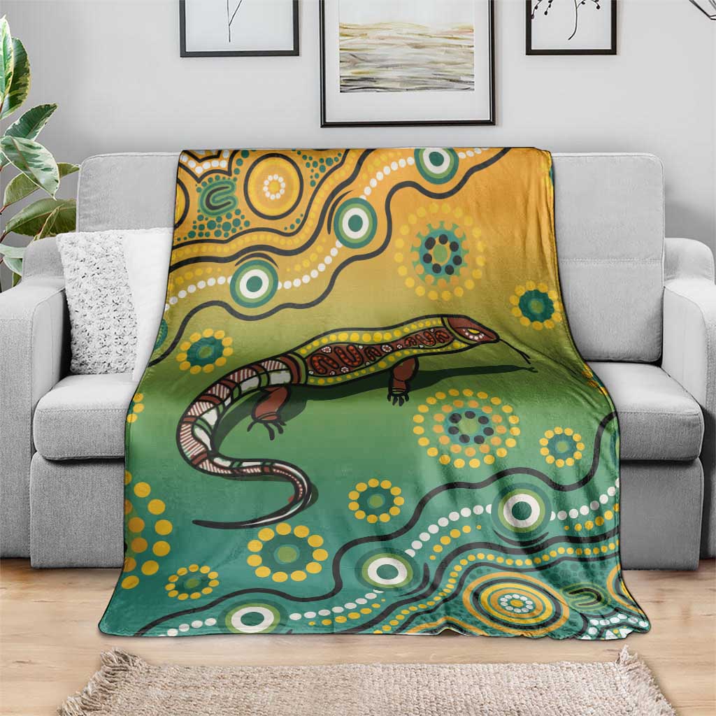 Goanna Aboriginal-style Dot Artwork Blanket