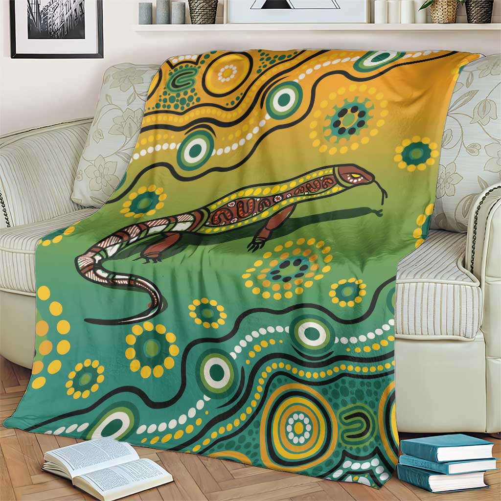 Goanna Aboriginal-style Dot Artwork Blanket