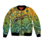 Goanna Aboriginal-style Dot Artwork Bomber Jacket