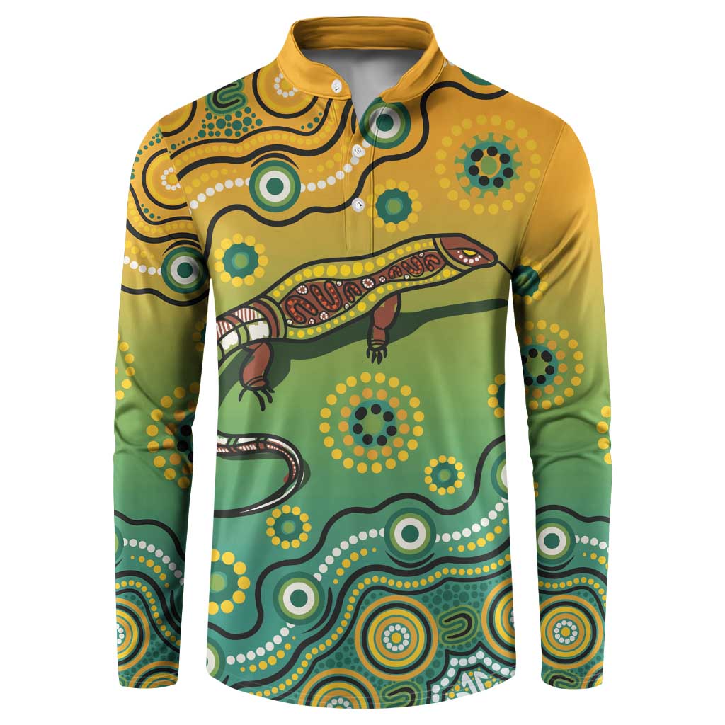 Goanna Aboriginal-style Dot Artwork Button Sweatshirt