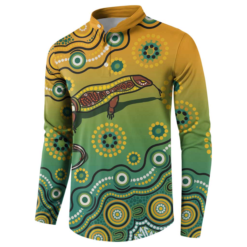 Goanna Aboriginal-style Dot Artwork Button Sweatshirt