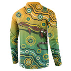Goanna Aboriginal-style Dot Artwork Button Sweatshirt