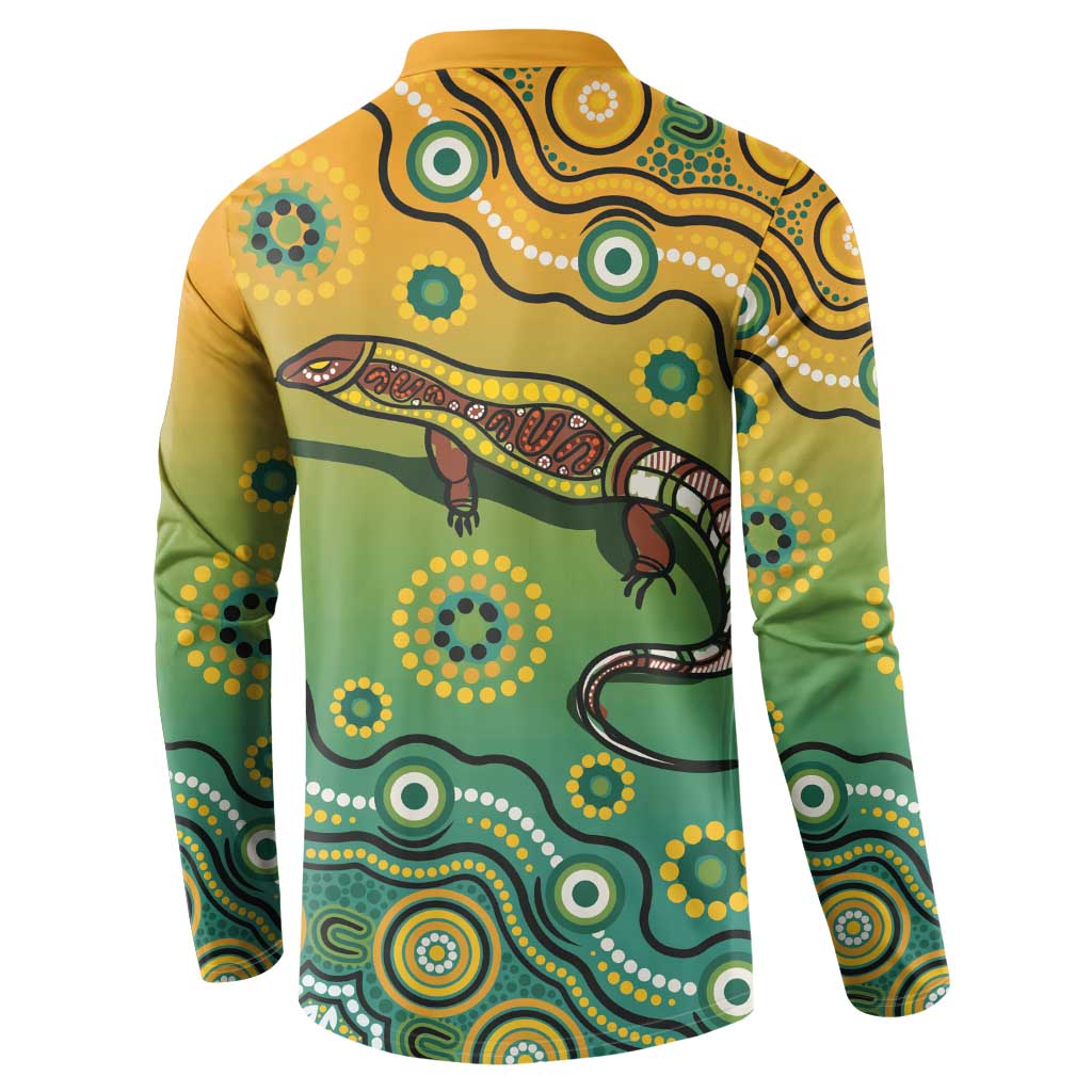 Goanna Aboriginal-style Dot Artwork Button Sweatshirt