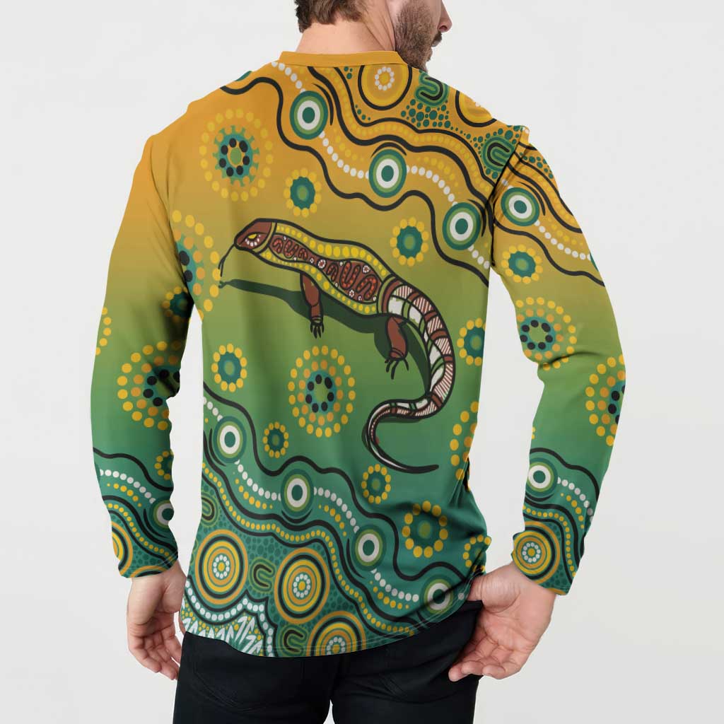 Goanna Aboriginal-style Dot Artwork Button Sweatshirt