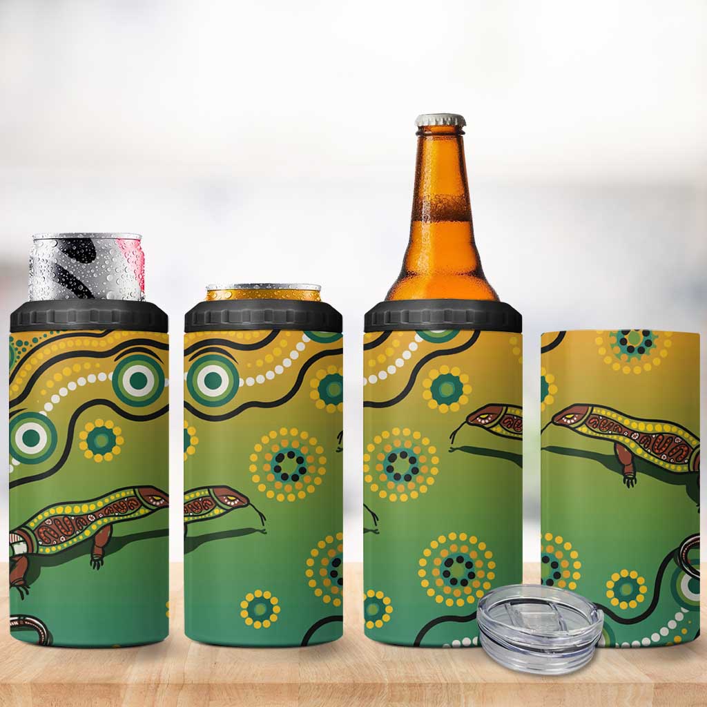Goanna Aboriginal-style Dot Artwork 4 in 1 Can Cooler Tumbler