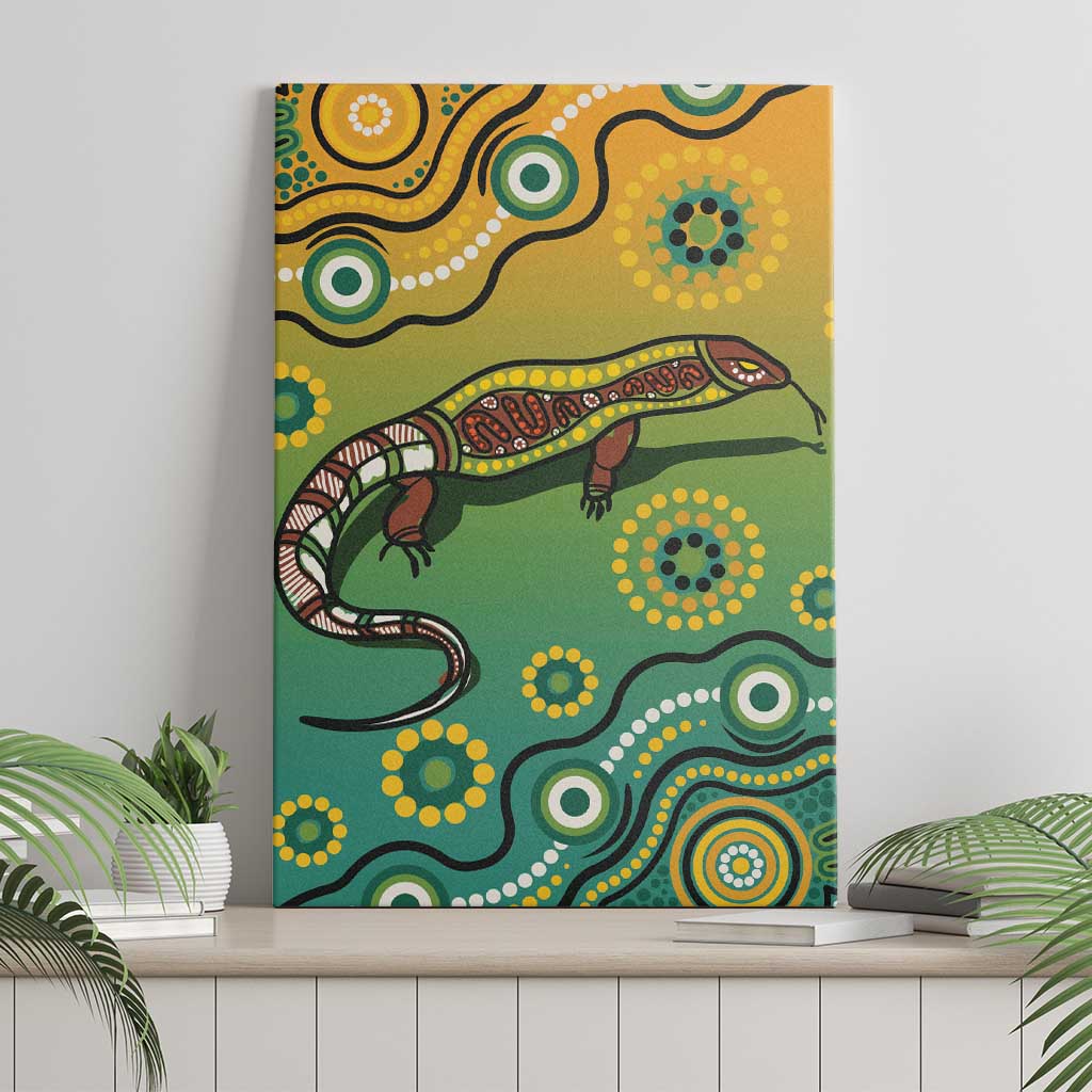 Goanna Aboriginal-style Dot Artwork Canvas Wall Art