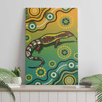 Goanna Aboriginal-style Dot Artwork Canvas Wall Art