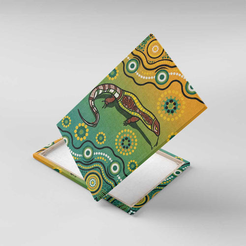 Goanna Aboriginal-style Dot Artwork Canvas Wall Art
