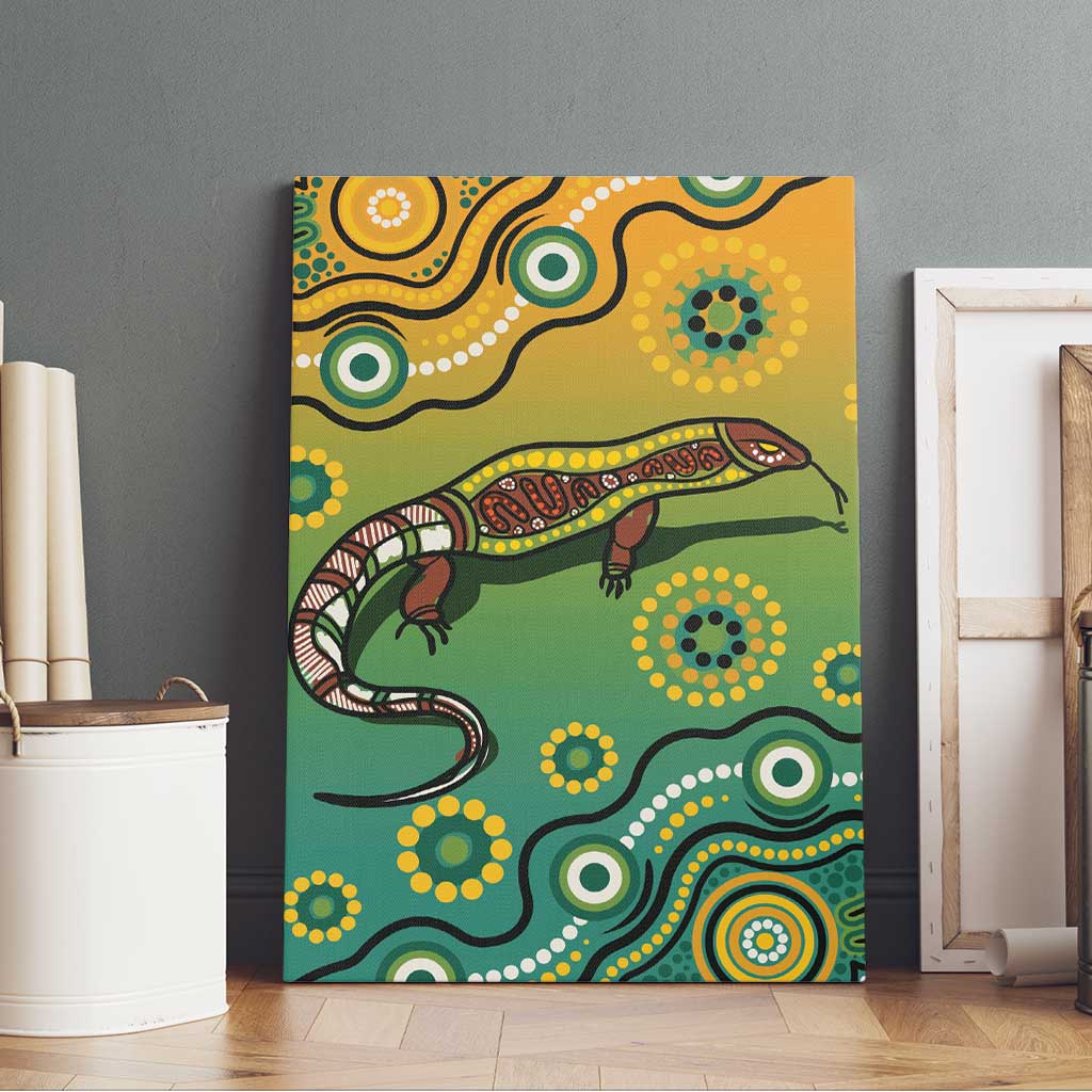 Goanna Aboriginal-style Dot Artwork Canvas Wall Art