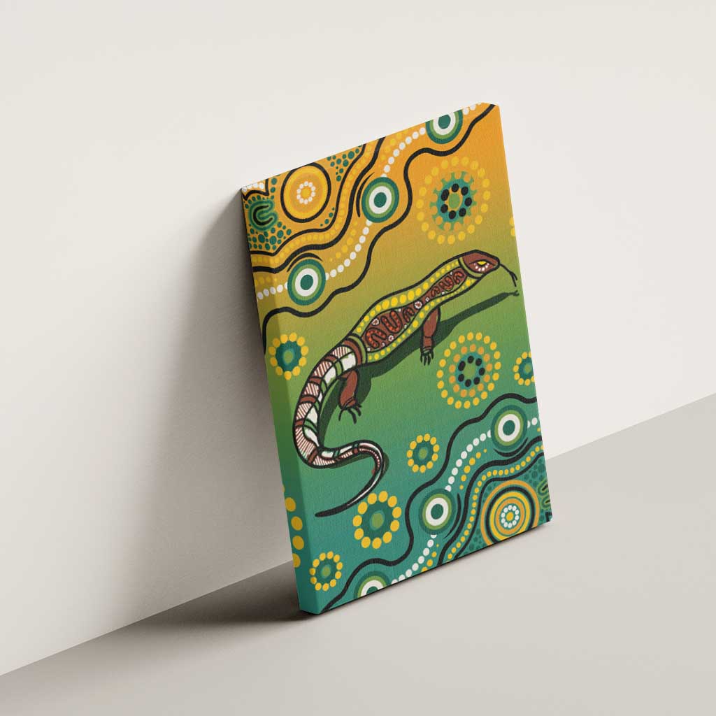 Goanna Aboriginal-style Dot Artwork Canvas Wall Art