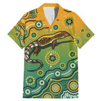 Goanna Aboriginal-style Dot Artwork Family Matching Mermaid Dress and Hawaiian Shirt