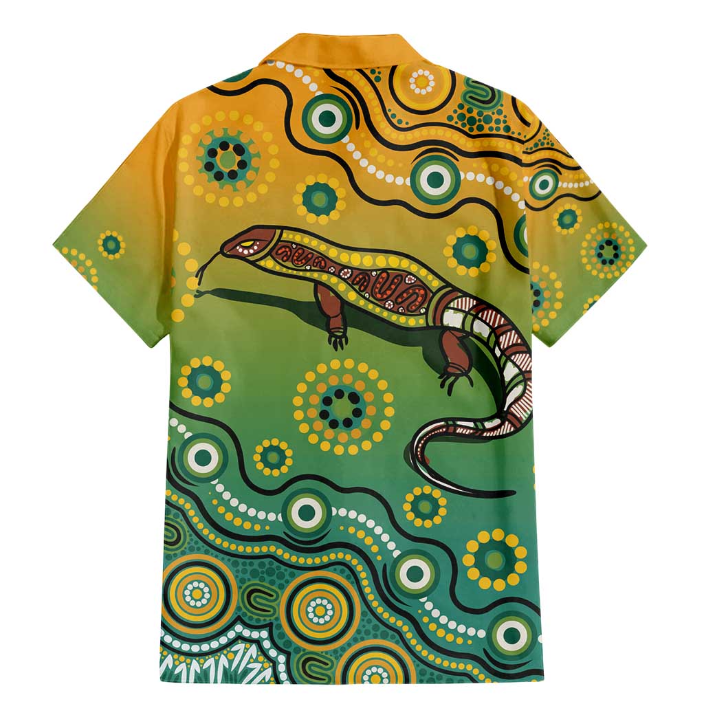 Goanna Aboriginal-style Dot Artwork Family Matching Mermaid Dress and Hawaiian Shirt