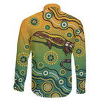 Goanna Aboriginal-style Dot Artwork Family Matching Mermaid Dress and Hawaiian Shirt