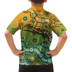 Goanna Aboriginal-style Dot Artwork Family Matching Summer Maxi Dress and Hawaiian Shirt