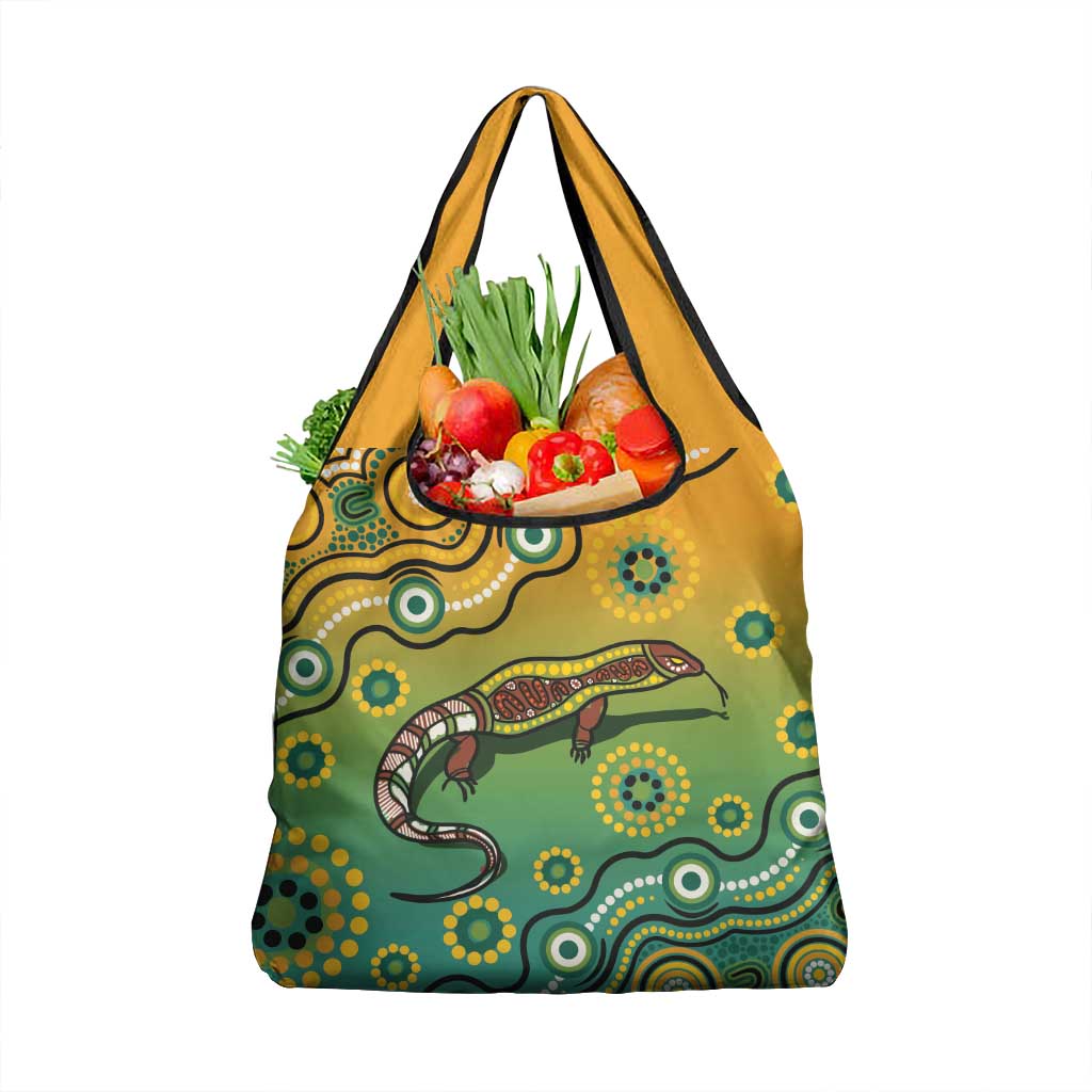 Goanna Aboriginal-style Dot Artwork Grocery Bag