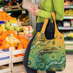 Goanna Aboriginal-style Dot Artwork Grocery Bag