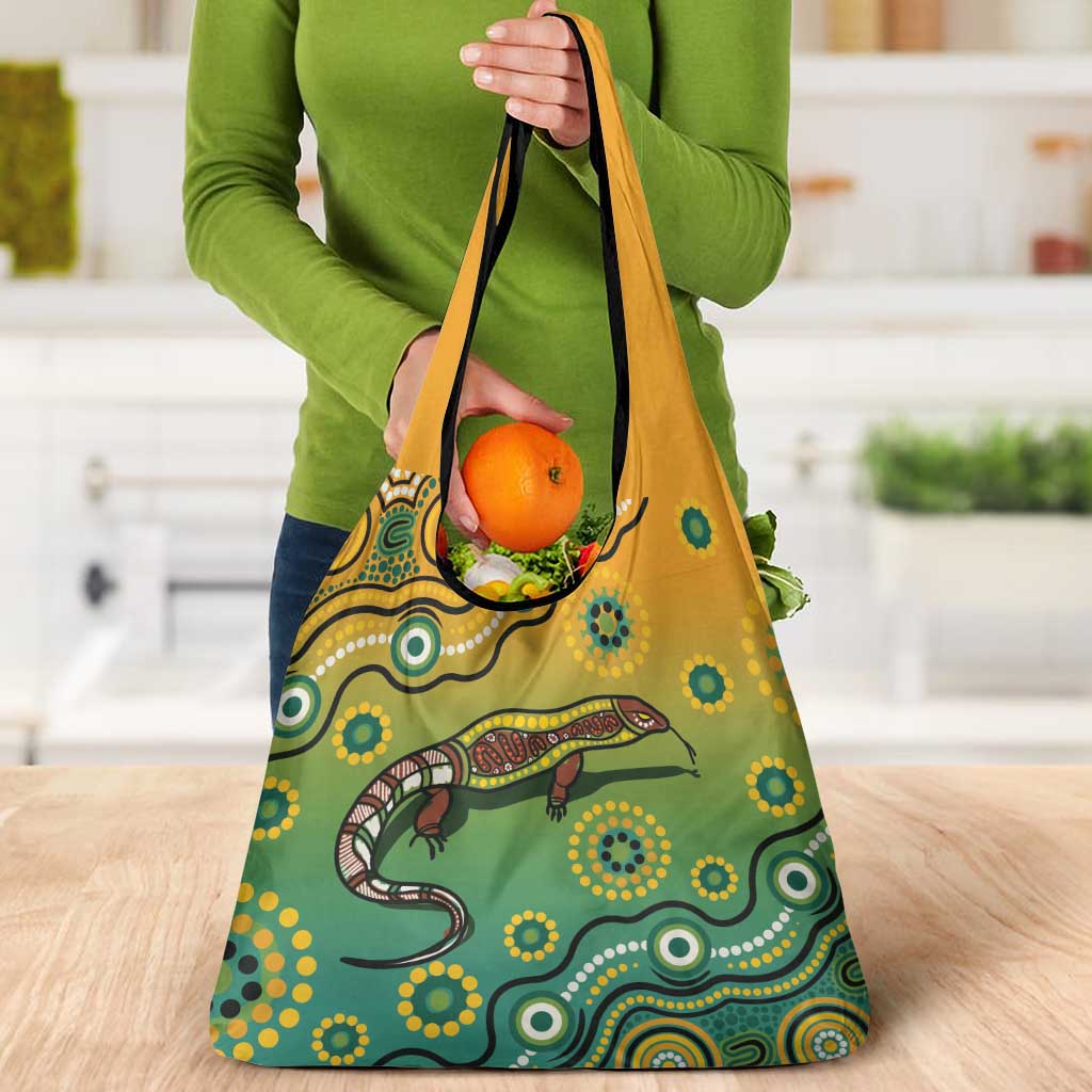 Goanna Aboriginal-style Dot Artwork Grocery Bag